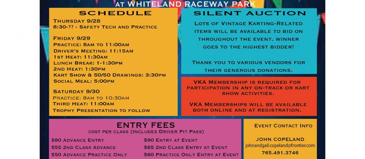 Entry Form, Schedule and Info Posted for Sept. 28-30 VKA Fall Classic at Whiteland