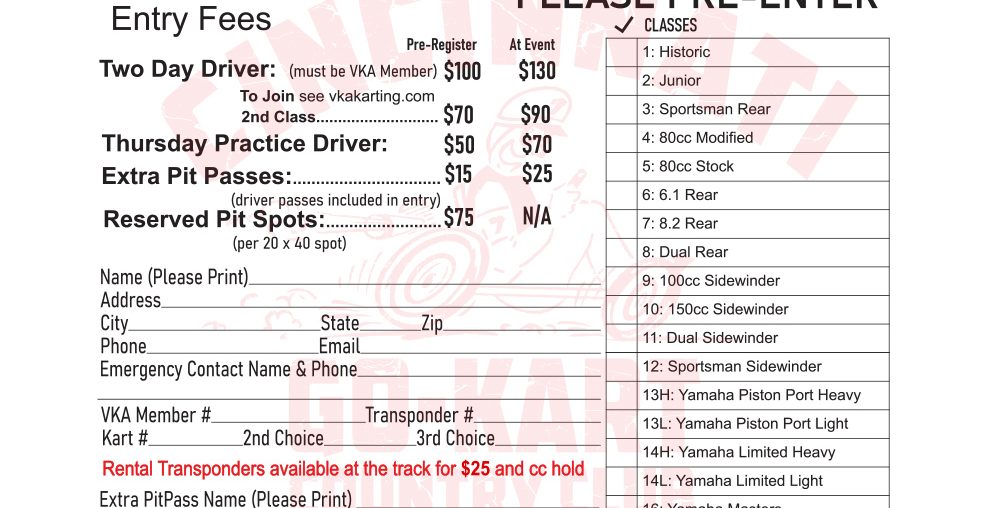 2024 VKA Spring Nationals at MCC Entry Form Posted