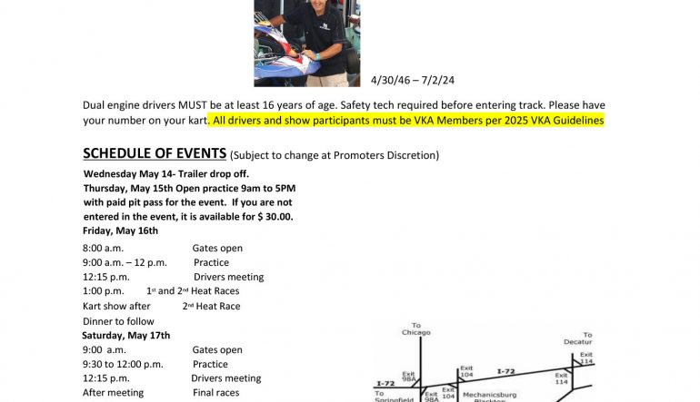 Mike Birdsell Memorial Mid-State VKA Event flyer posted