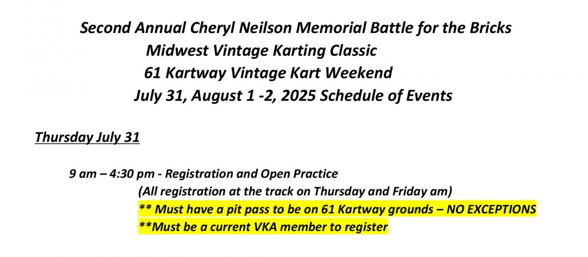 61 Kartway Midwest Vintage Classic flyer/entry form posted