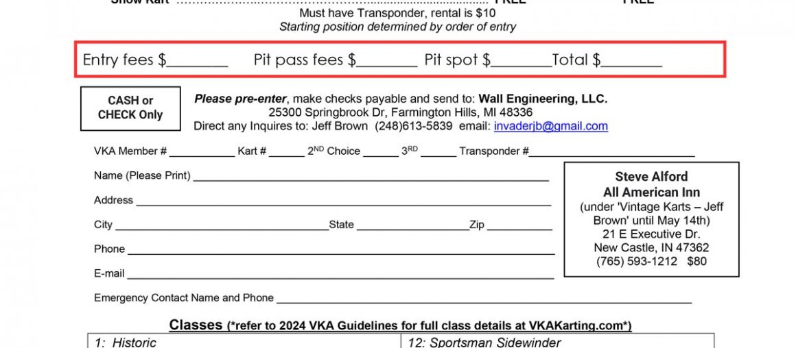 2025 New Castle Super Nationals entry form posted