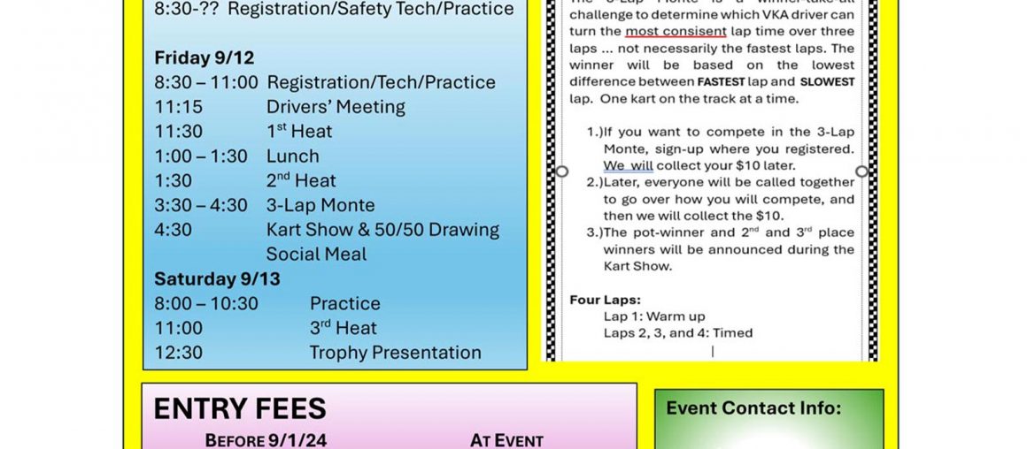 Sept. 11-13 Whiteland Fall Classic Forms Now Available