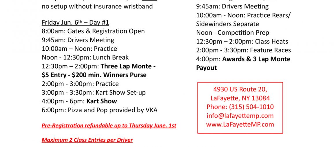SCHEDULE UPDATE – Lafayette to host June 5-7 VKA Northeast Race