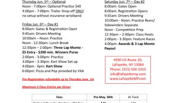 SCHEDULE UPDATE – Lafayette to host June 5-7 VKA Northeast Race