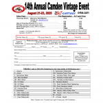 14th Annual Camden Vintage Event Entry Blank, Details Posted