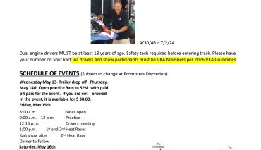 2026 Mike Birdsell Memorial Mid-State VKA Event flyer posted