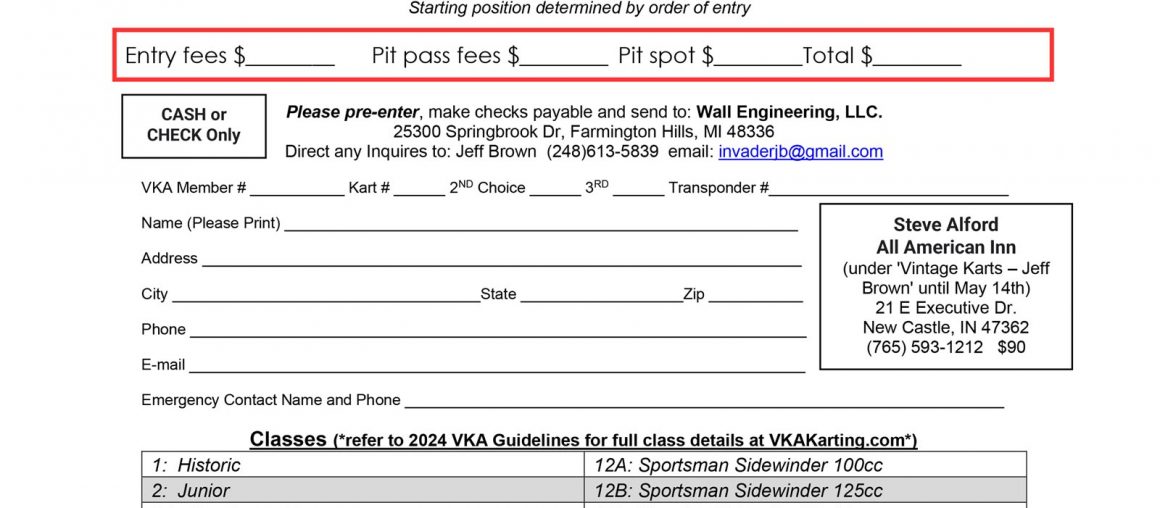 2026 New Castle Super Nationals Entry Form Posted
