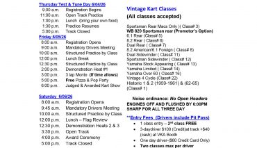 Avon, NY 16th Annual Vintage Karting Reunion Entry Form Posted