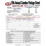15th Annual Camden Vintage Event Entry Blank Posted