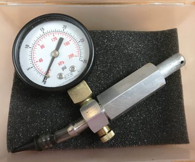 Get a good pressure check gauge. If you run 2-strokes, you’ll need it often. I found this one on the internet for about $35.